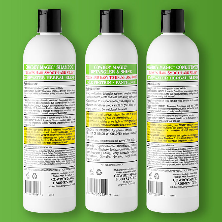 Rosewater Shampoo, Rosewater Conditioner, and Detangler & Shine 16 Ounce 3 Piece Bundle