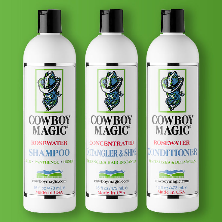 Rosewater Shampoo, Rosewater Conditioner, and Detangler & Shine 16 Ounce 3 Piece Bundle