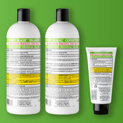 Rosewater Shampoo, Rosewater Conditioner 32 Ounce, and Detangler & Shine 4 Ounce 3 Piece Bundle