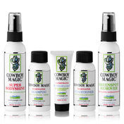 Cowboy Magic Brand Sampler 5 Piece Bundle includes Rosewater Shampoo & Conditioner, Greenspot Remover, Superbody Shine, and Detangler & Shine